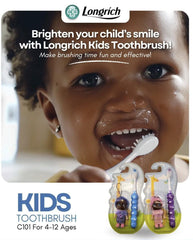 Advertisement for Longrich Kids Toothbrush with a child brushing their teeth.