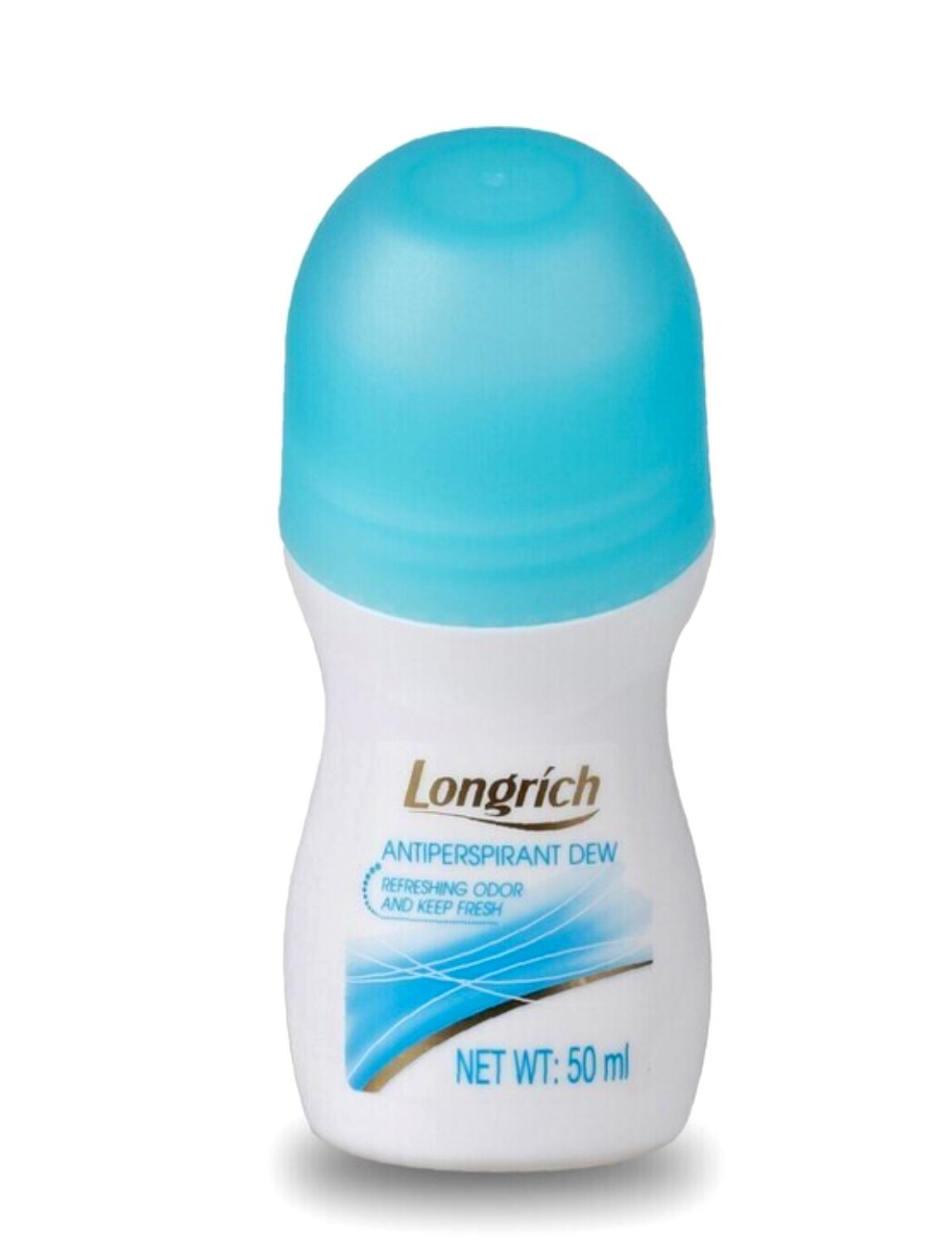 Longrich antiperspirant deodorant roll-on bottle on a white background
