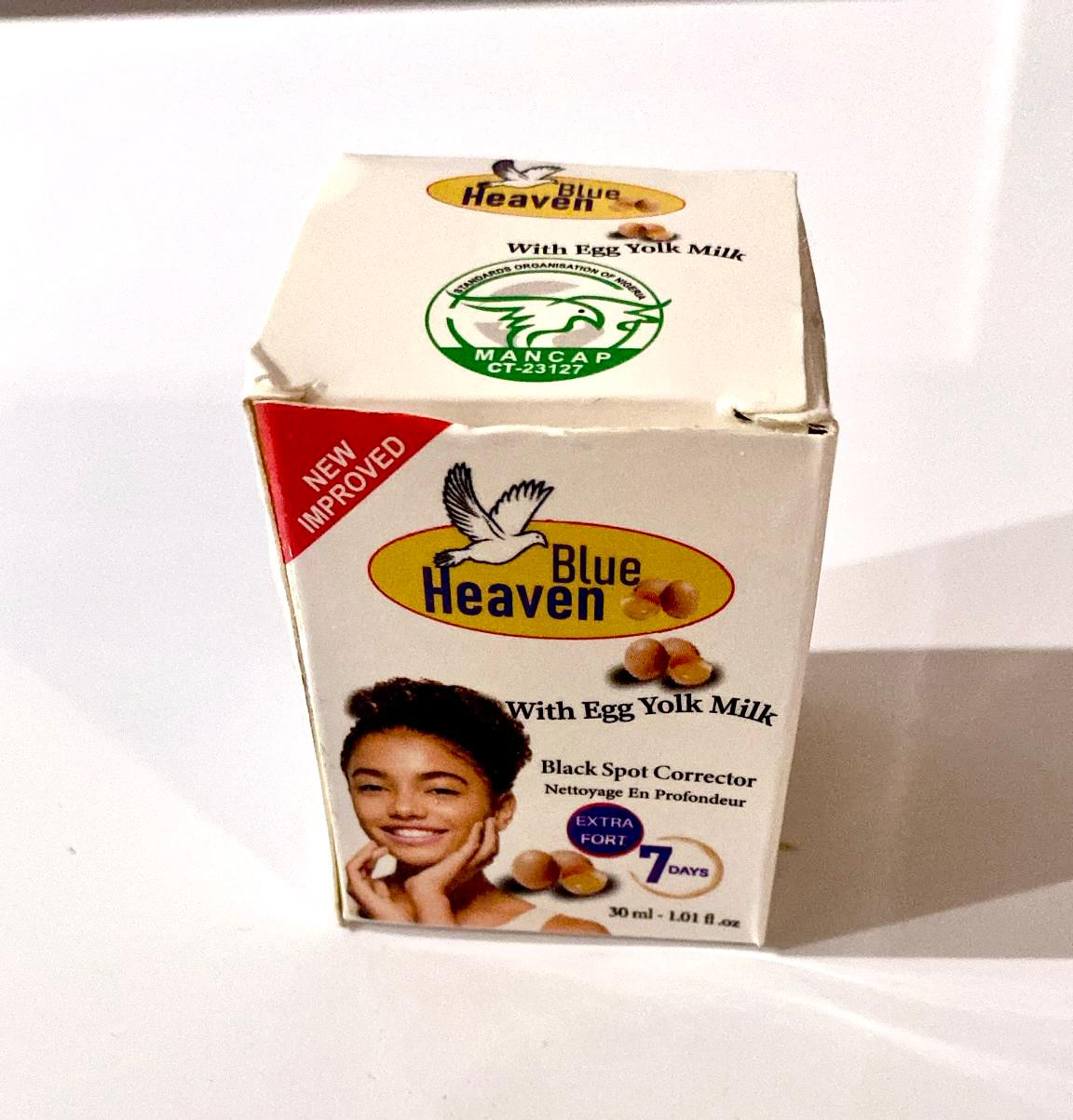 Blue Heaven with Egg Yolk Milk Black Spot Corrector packaging on a white background