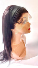Mannequin head with a wig on a white background