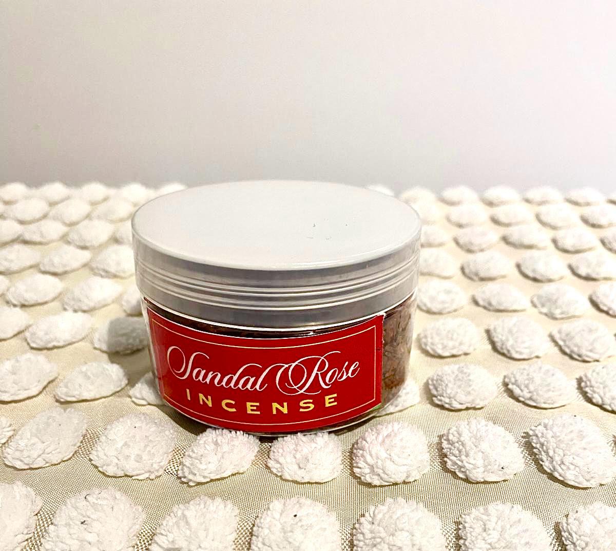 a jar of natural wood incense flakes