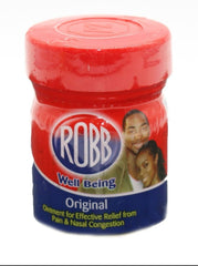 Jar of ointment with red lid and colorful label on white background