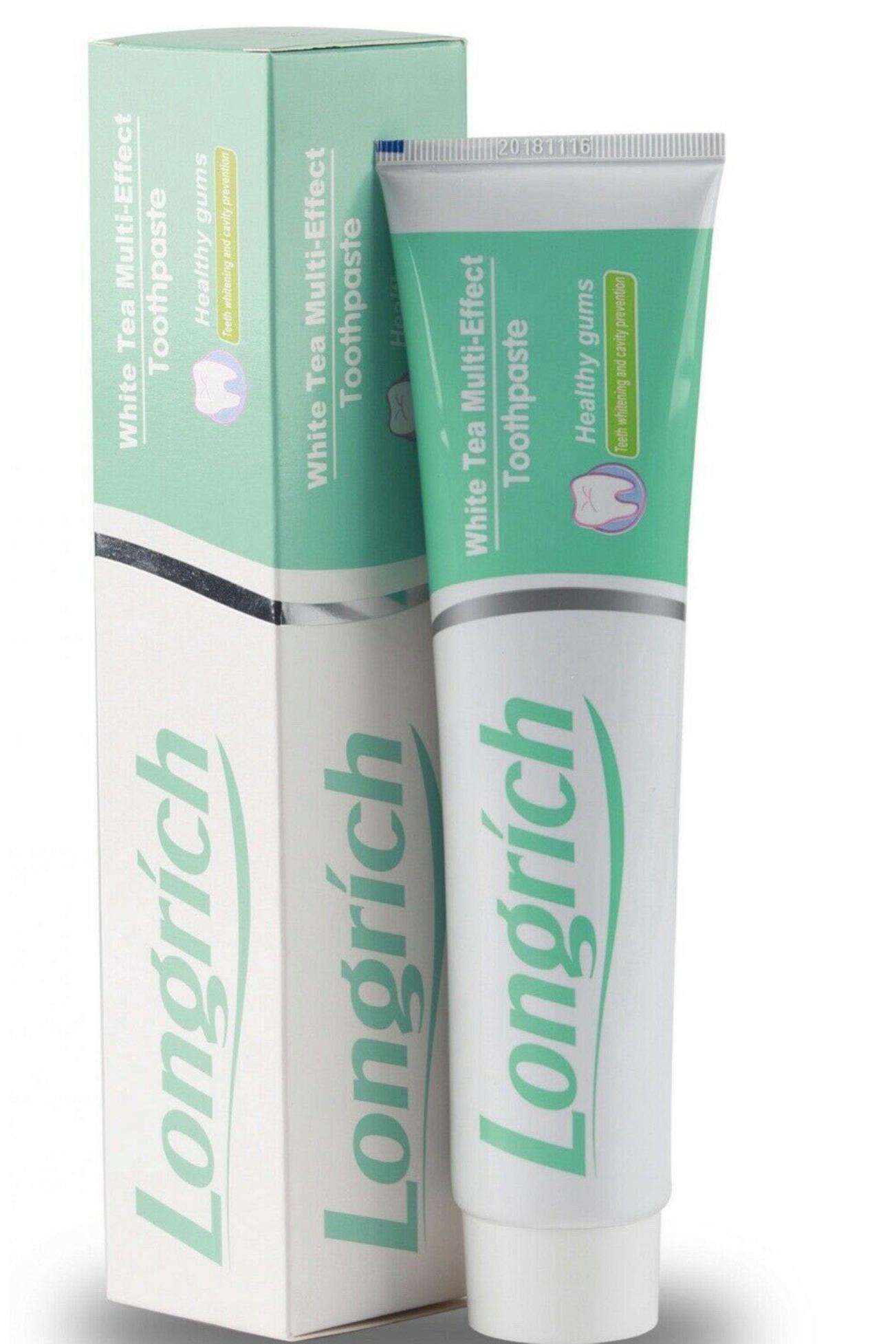 Longrich toothpaste tube and packaging on a white background