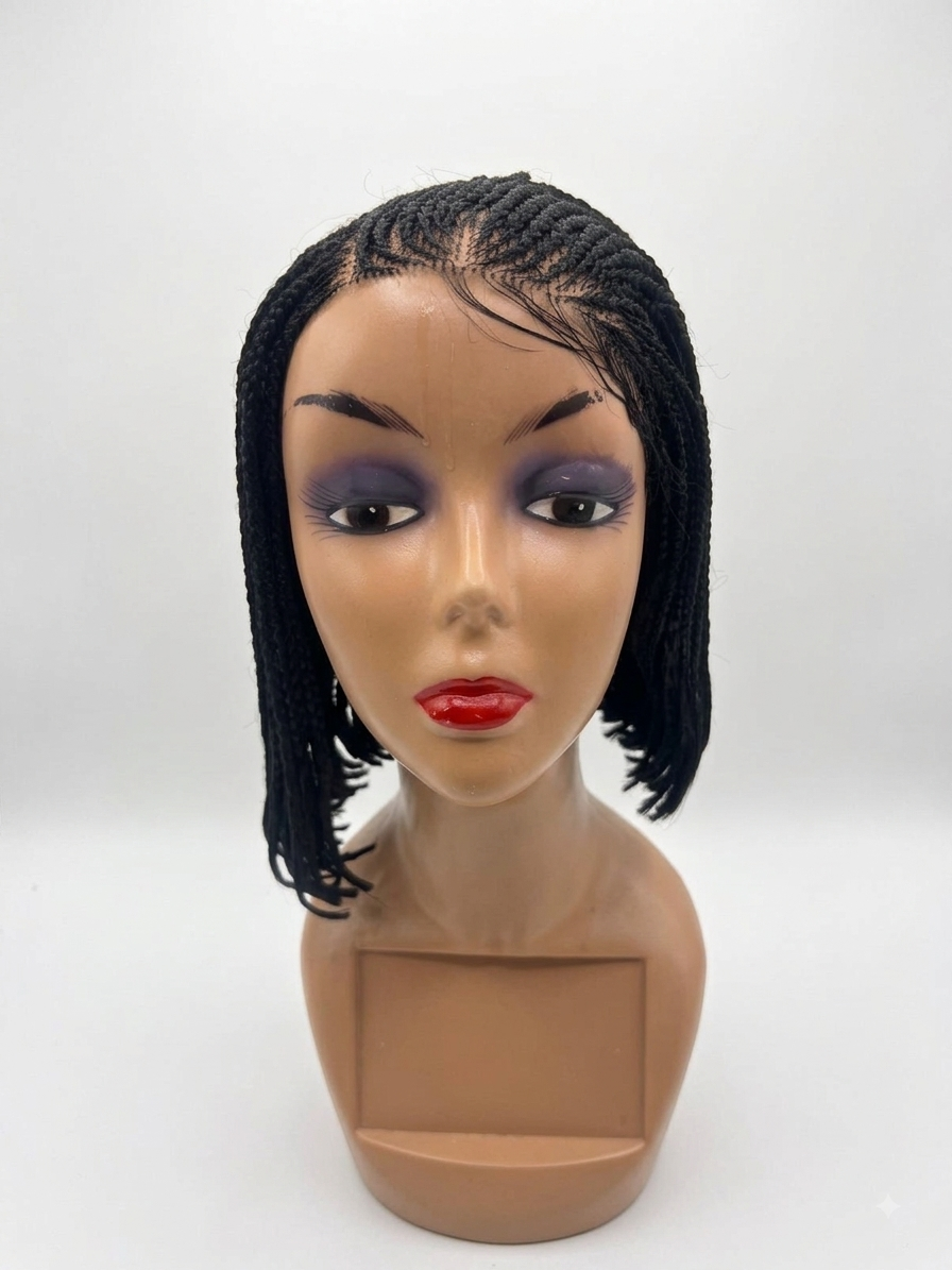 Chin-length micro-braid bob